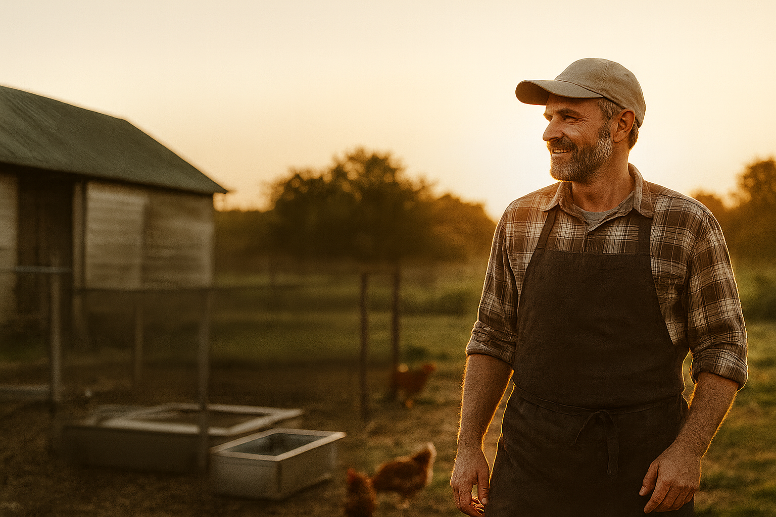 A farmer at golden hour — the producer microBrothery works for